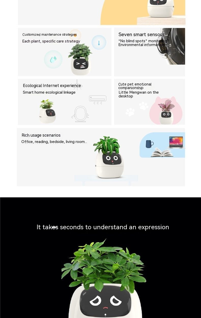 AI Smart Planter Endless Fun Over 49 Rich Expressions 7 Smart Sensors And AI Chips Make Raising Plants Easy And Fun