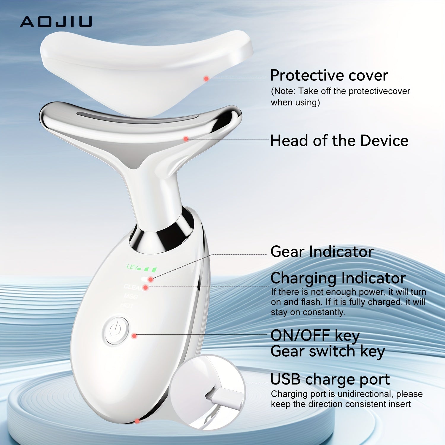 3-Mode Portable Neck and Facial Massager for Relaxation, Skin Care, and Beauty